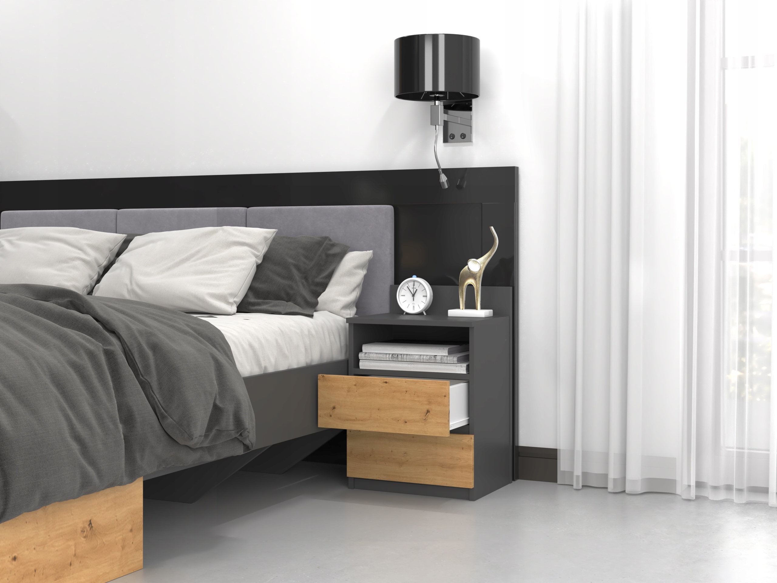 SZAFKA NOCNA STOLIK SYPIALNIA M1 ANTRACYT ARTISAN Kod producenta M1