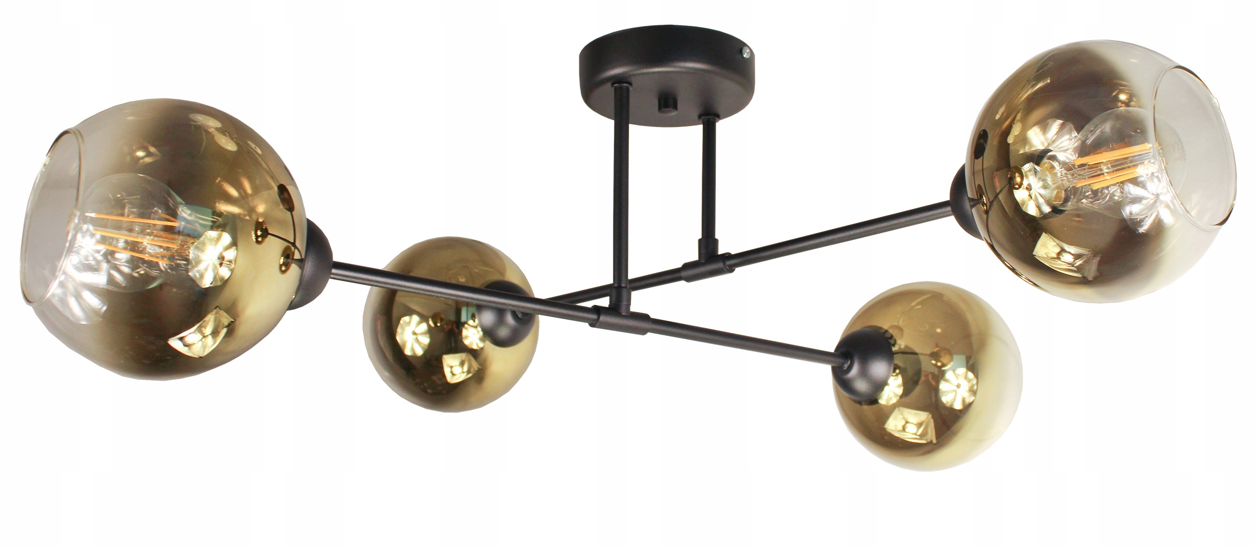 Luster Stropná Závesná Lampa 4 Sklenené Tienidlá