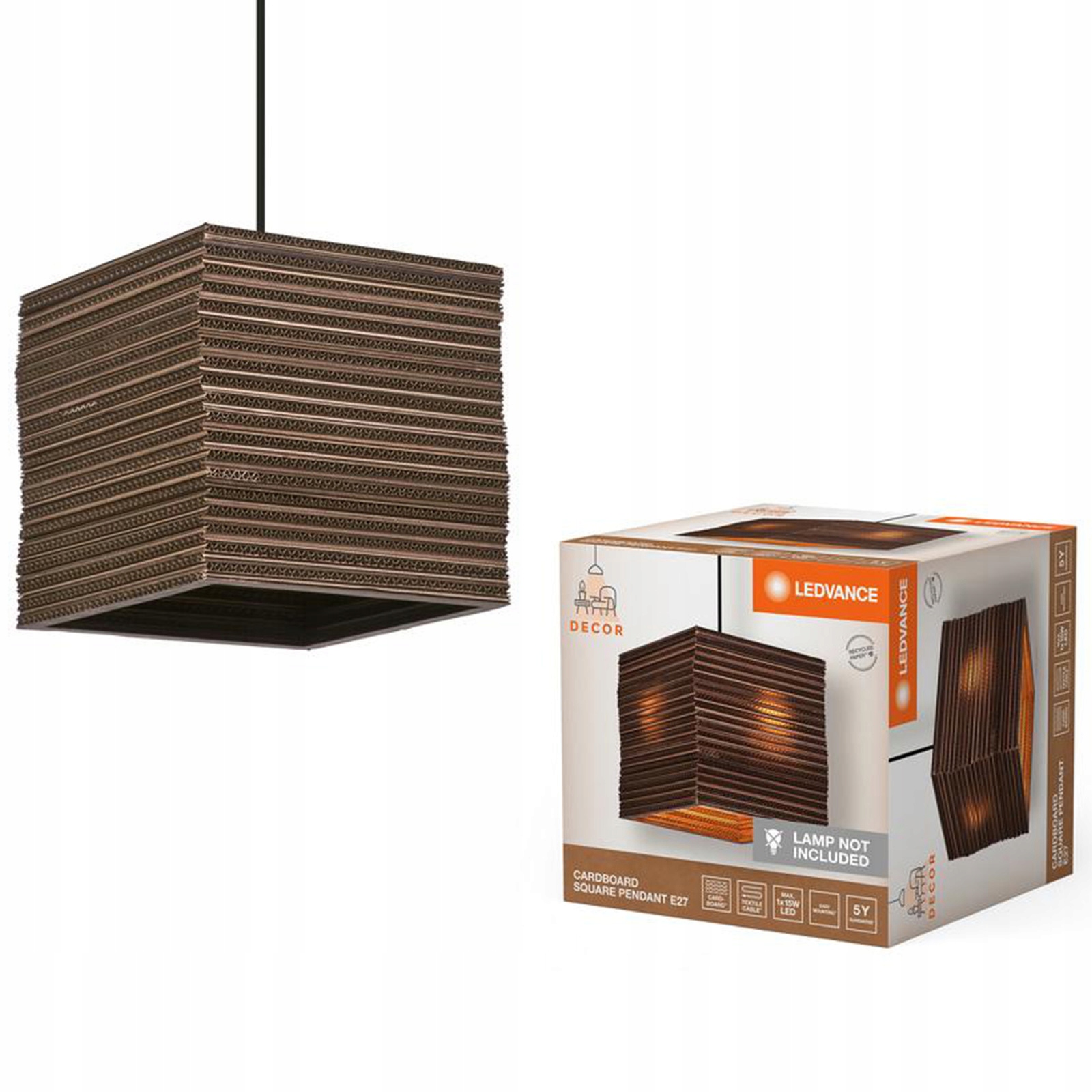 Závěsné Stropní Svítidlo Dekorativní E27 Převis Hnědá Karton Decor Ledvance