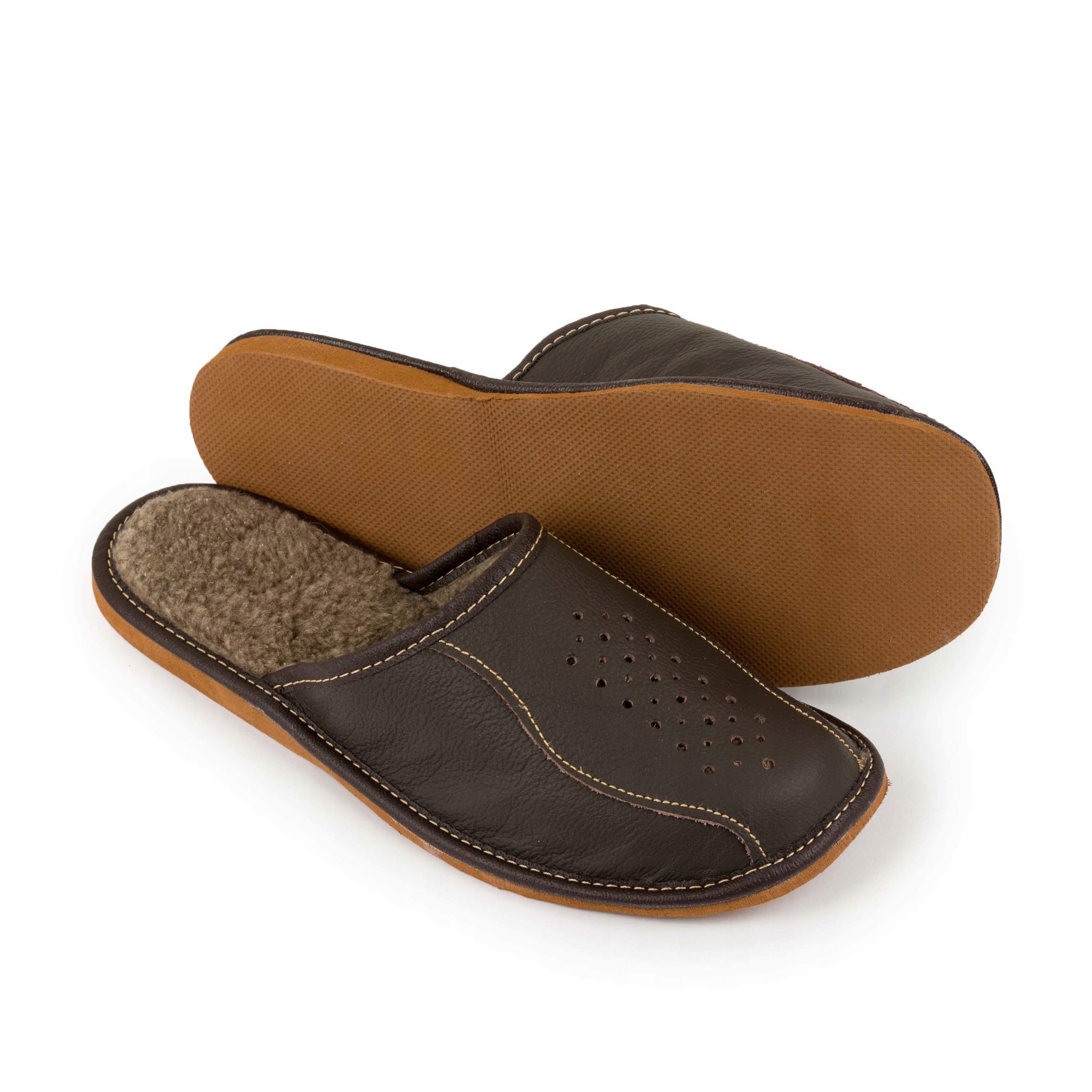 

Kapcie męskie ocieplane na zimę pantofle skórzane