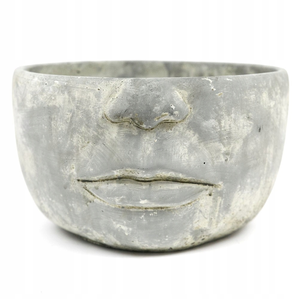 Květináč Šedý Cementový Obličej 14x24 cm Hlava 15 25