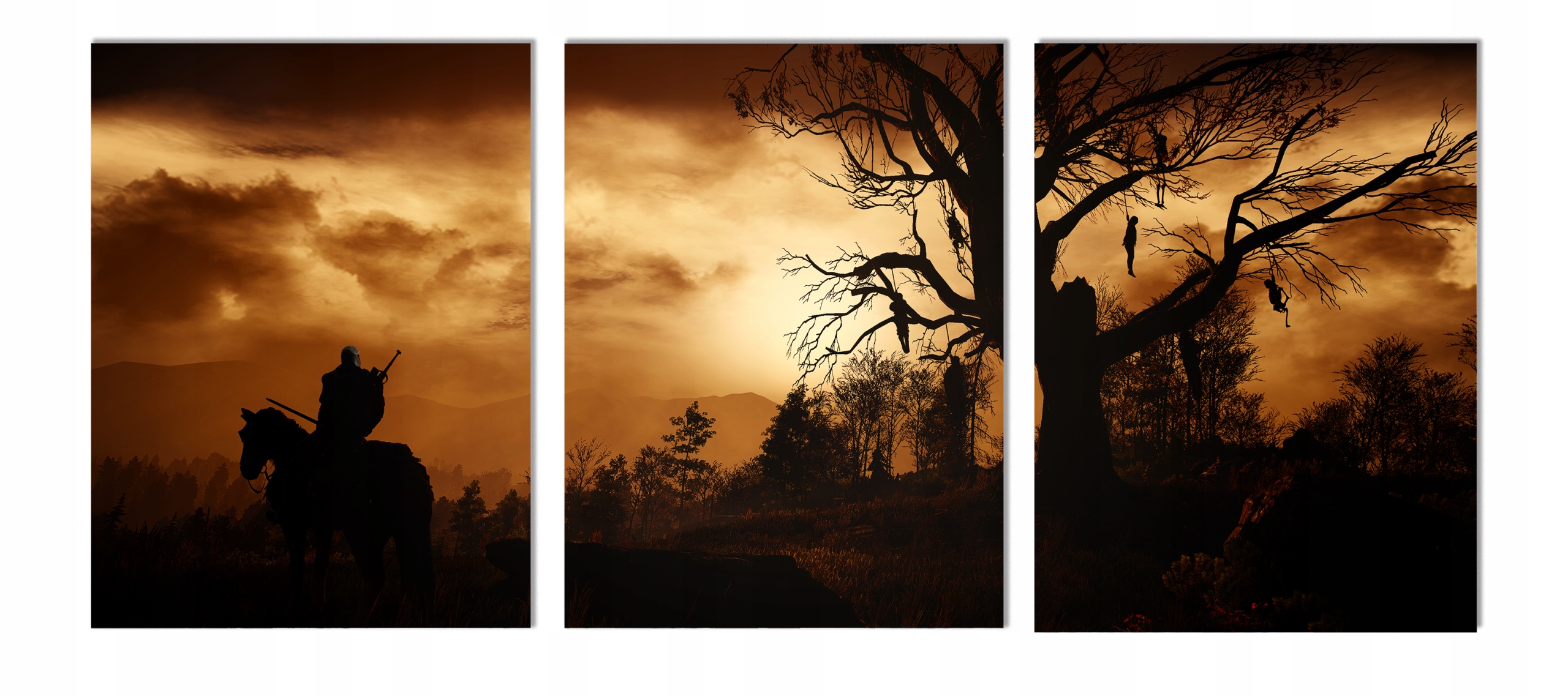 Triptych 3x obraz na zeď Zaklínač 3 Divoký hon, The Witcher 40x90 cm