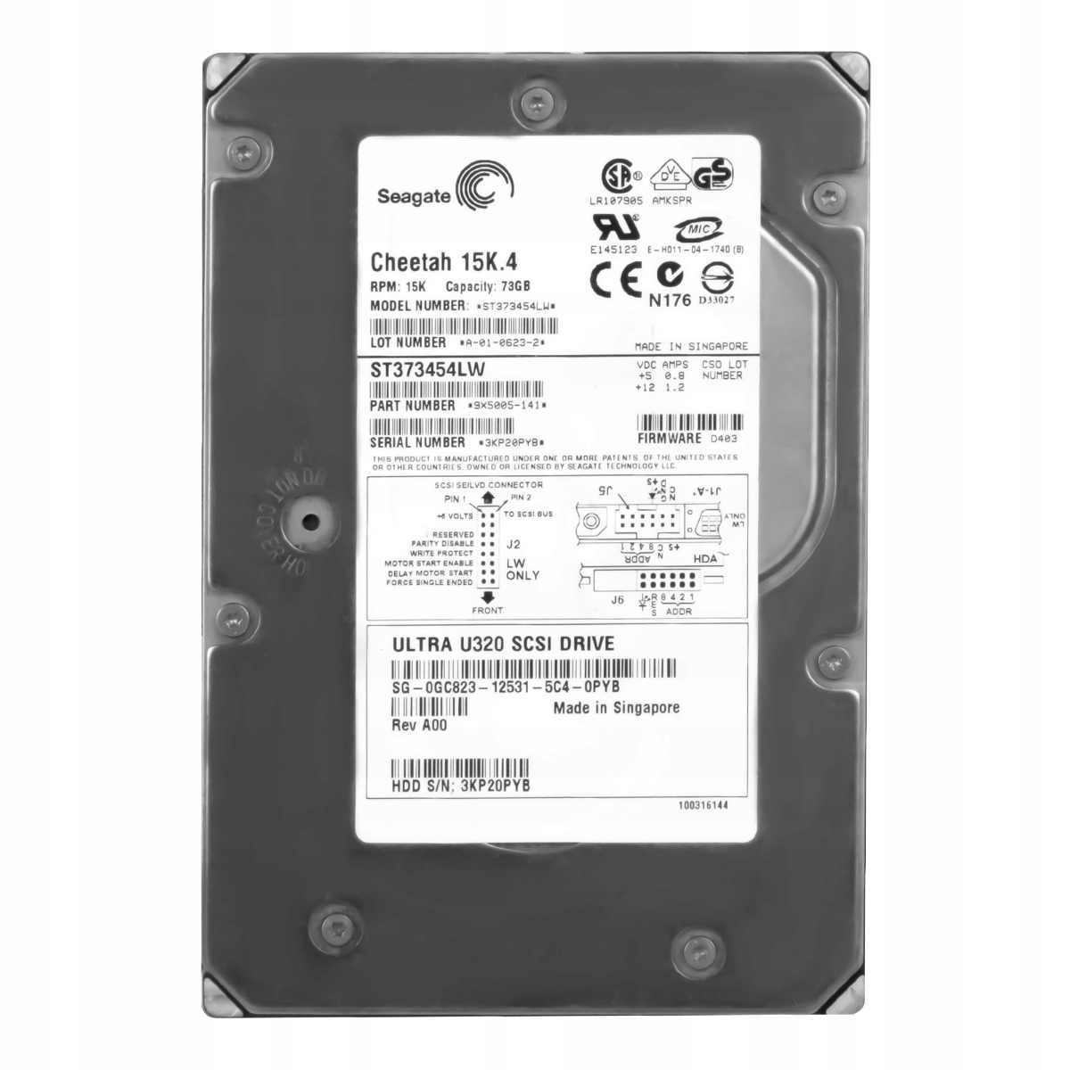 Dell 0GC823 73GB 15K 8MB Scsi U320 3.5'' ST373454LW