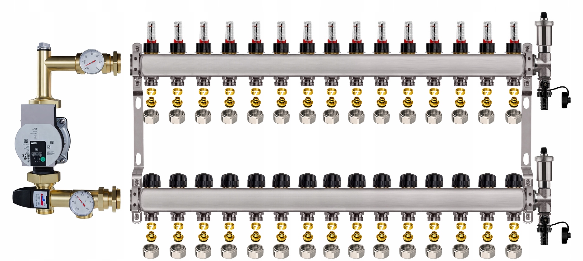 Rozdělovač pro podlahu 15 nerezový pro vytápění Čerpadlo Wilo Pex
