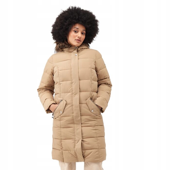 Dámský zimní péřový kabát s kapucí Regatta RWN252 2M6 béžový XXL 44