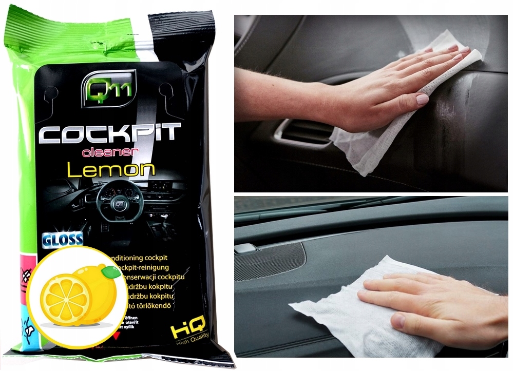 Mokre Chusteczki Ściereczki Do czyszczenia Kokpitu do auta Q11 Lemon 30 szt