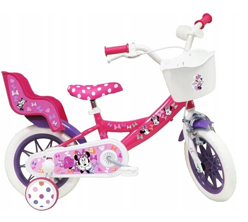 Rower dziecięcy Denver Minnie koło 12 "wielokolorowy plus Kask Disney Minie