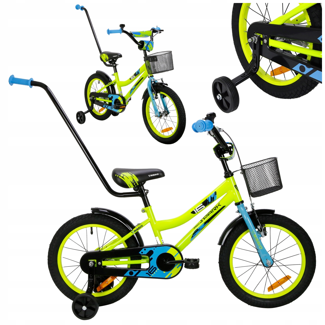Rowerek Dziecięcy 16 Cali Miravo Rower Dla Chłopca Koszyk Prowadnik