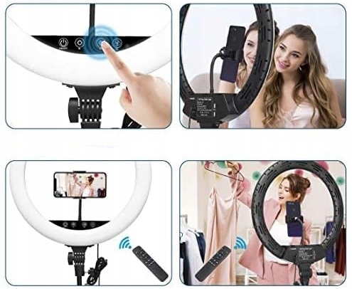 LAMPA PIERŚCIENIOWA 18" LED STATYW UCHWYTY NA TELEFON PILOT WISAMIC BR-18T Marka inna