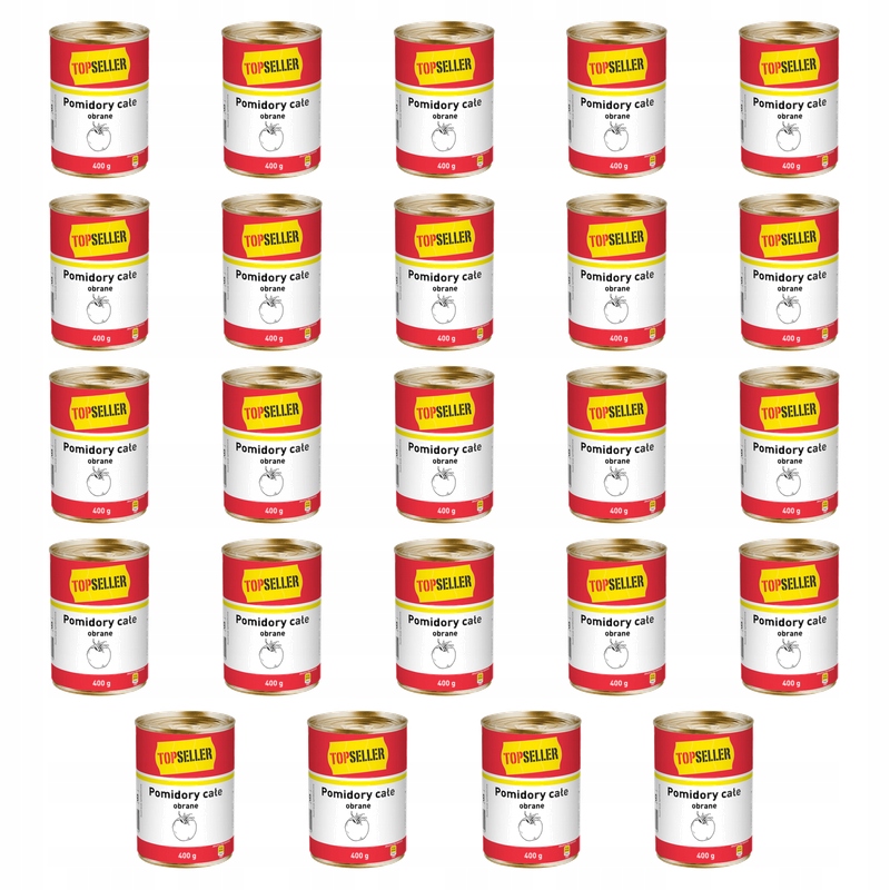 Topseller Pomidory całe, obrane w soku pomidorowym 400 g. X24