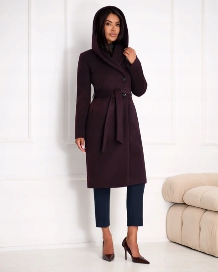 Zartex kabát podzim zima alpaka dámský klasický Zoe Burgund AW26 vel.34