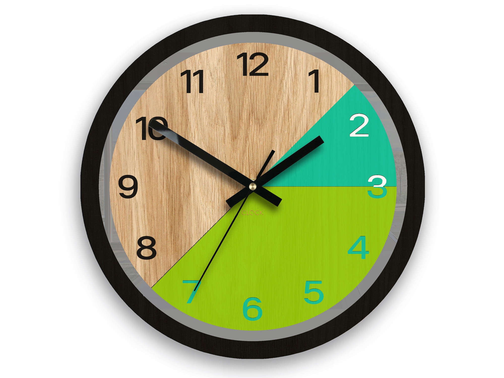 Dřevěné nástěnné hodiny Paris Wood Zelená 33 cm