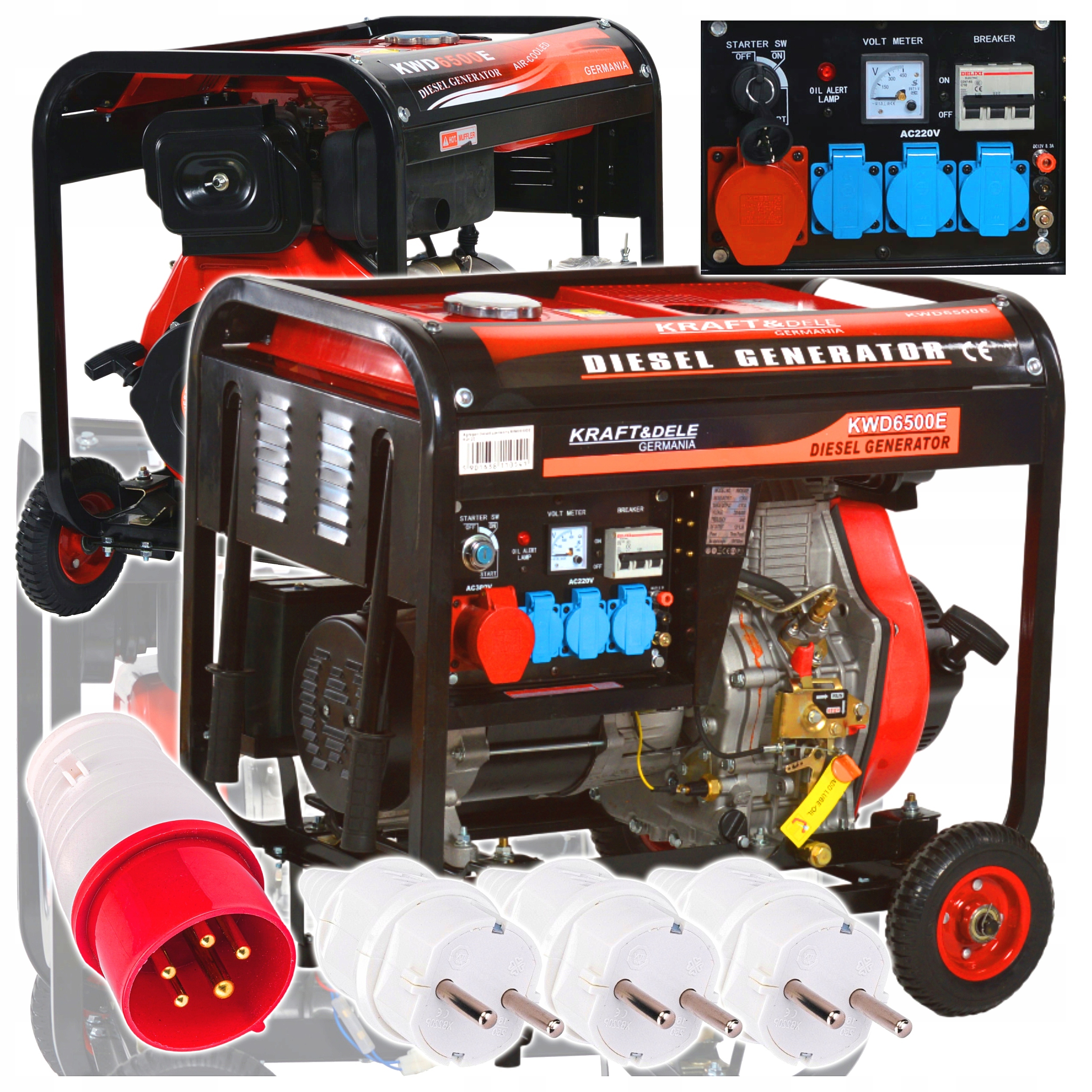 Kraft&dele Generátor Dieselového Agregátu 6500W 380V 8,5 Km KD120