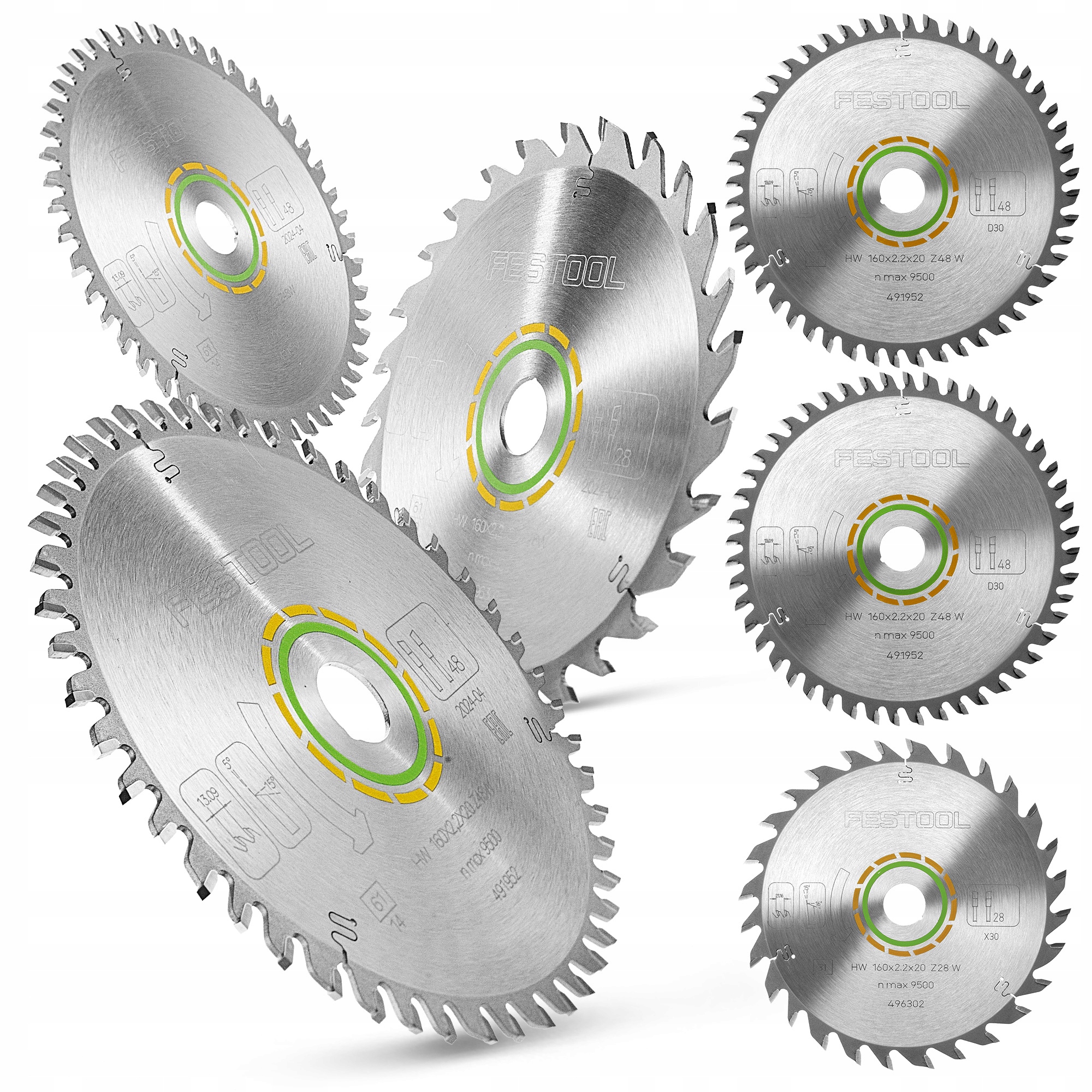 3x Kotouč na dřevo pro ponorné pily 160x2,2 Pilový kotouč Festool Sada 578565