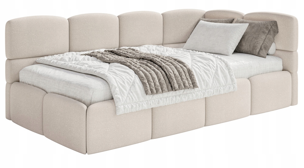 Postel pro mláděž 120 x 200 cm Cloudy krémová žinylka pravá