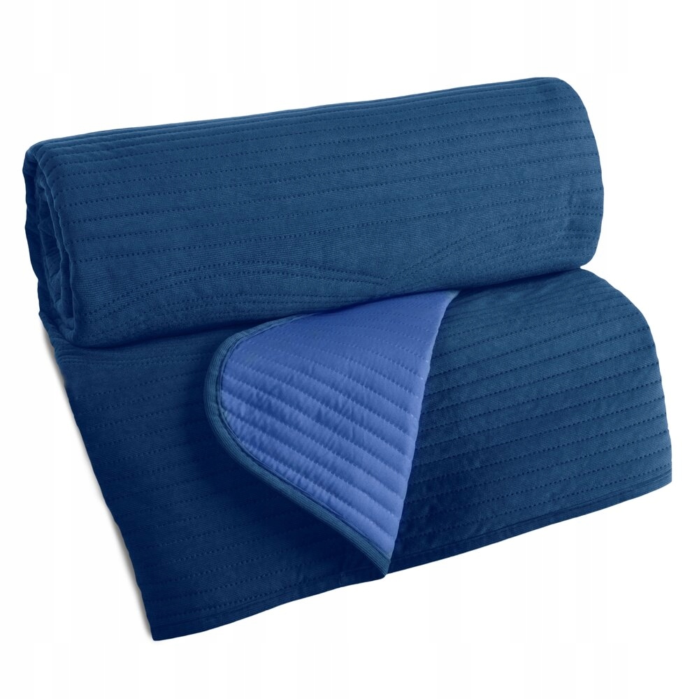 Dekorativní přehoz VELVET2 170x210, tmavě modrý, prošívaný s geometrickým vzorem