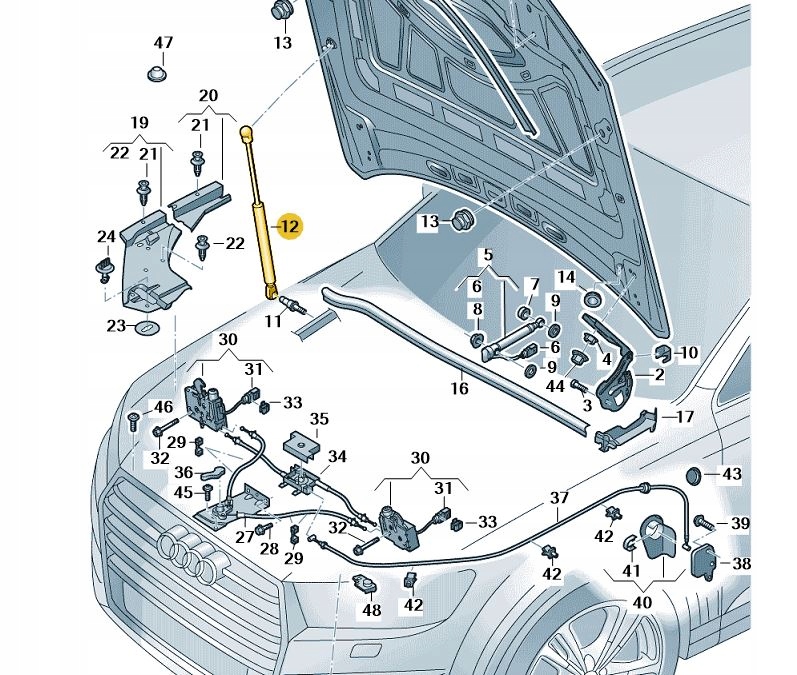 SILOWNIK MASKI PRZEDNIEJ POKRYWY PRZOD AUDI Q7