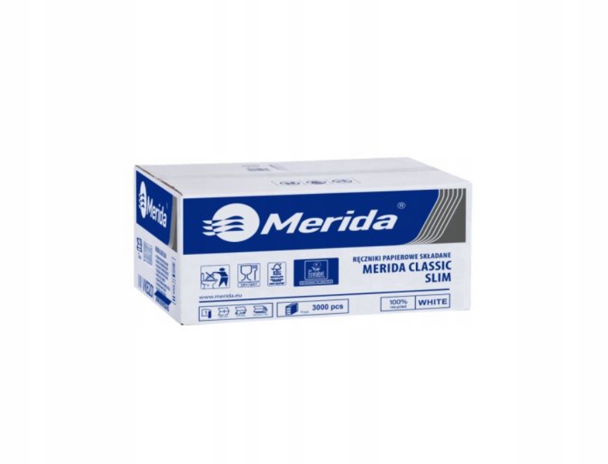 Levně Merida Papírové Ručníky Slim Celulóza 3000 Ks Bílé Jednovrstvé