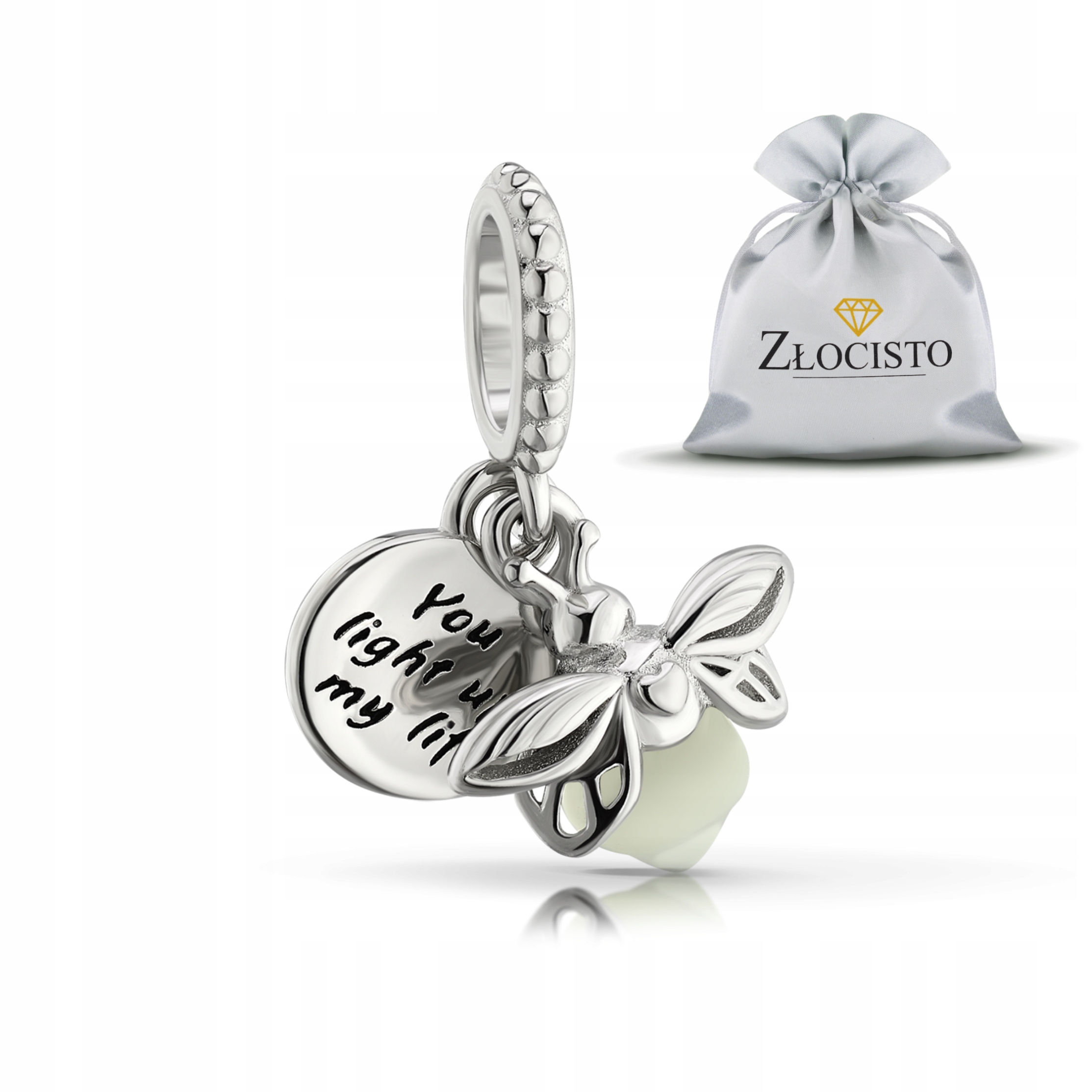 Charms Beads Stříbro 925 Svatojánský Červík Svítící Ve Tmě