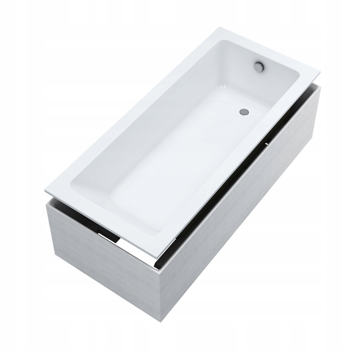 Akrylová vana 160 x 75 cm, obdélníková, bílá smooth s nosičem