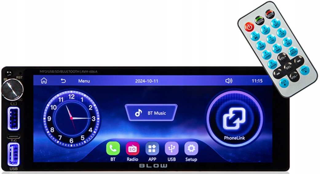 Autorádio 1-DIN Usb-c Bluetooth Wifi Fm Am Rds Carplay Android Auto