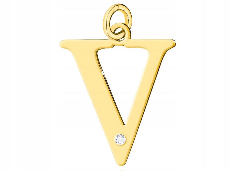 Zlatý přívěsek 585 písmeno V s briliantem a diamantem na řetízek 14k