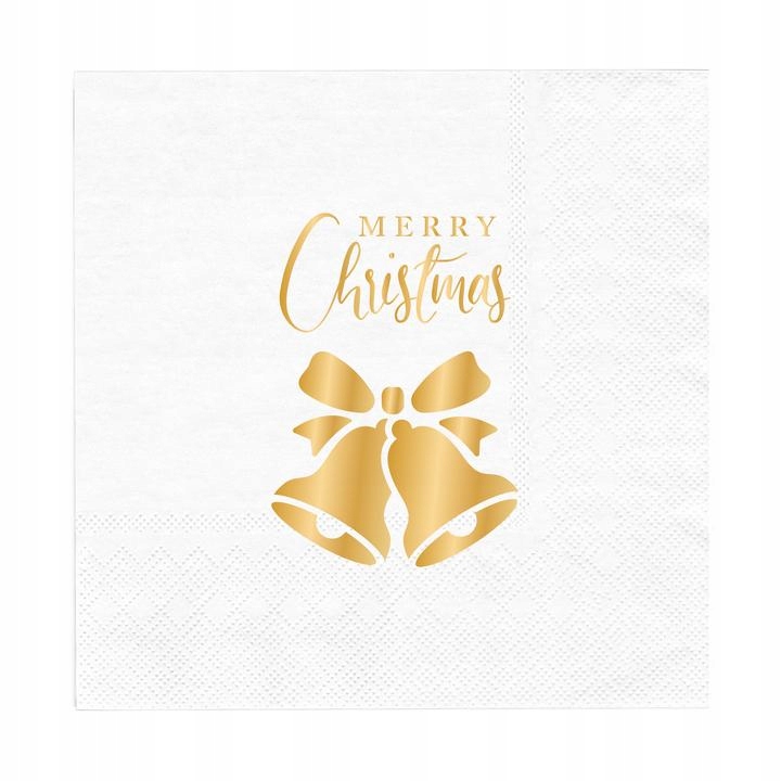 Świąteczne białe Serwetki Merry Christmas dzwonek