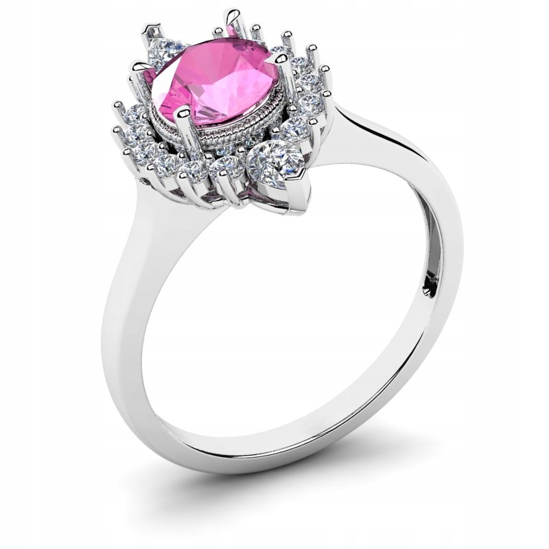 

Pierścionek Z Białego Złota Z Różową Cyrkonią