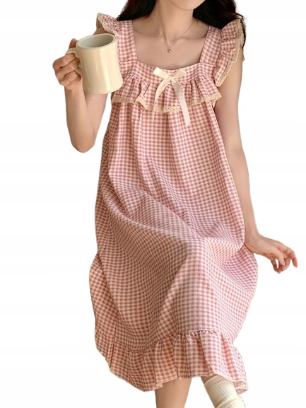 Roztomilá Košile Červená Mřížka Mašlička Krajka Volánky Dívčí Styl XXL