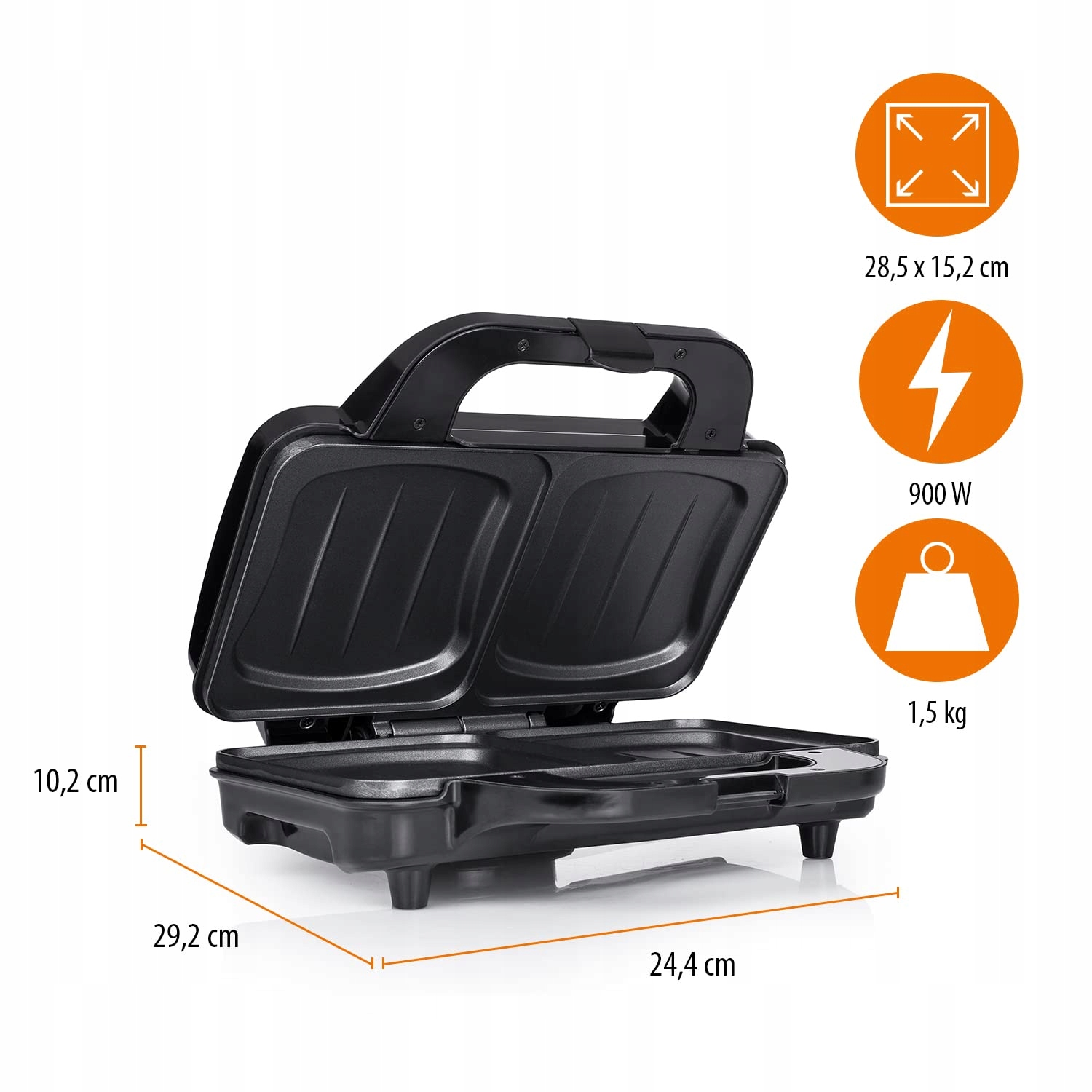 TRISTAR SA3060 Sandwich Maker Deep Grill Plates Two Portions Black — miniatura 3