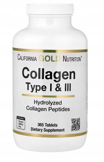 California Gold Hydrolyzovaný kolagen typ I III 3000 mg 365 tabl Collagen