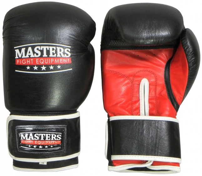 Boxerské rukavice Masters Buvolí kůže RBT-301 černo-červené 14 oz