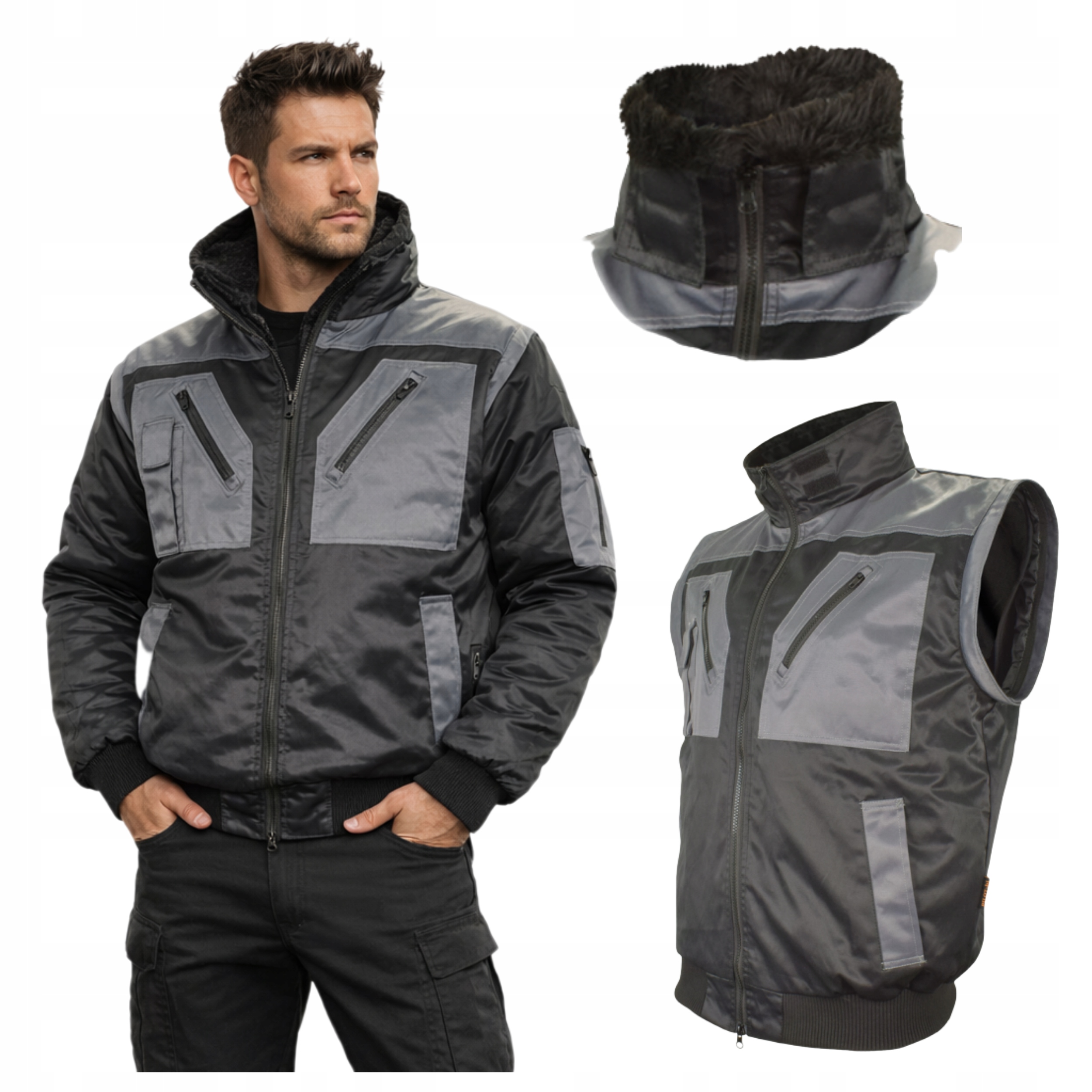 Kurtka robocza Zimowa Ocieplana męska 3w1 kamizelka Wypinane Ocieplenie