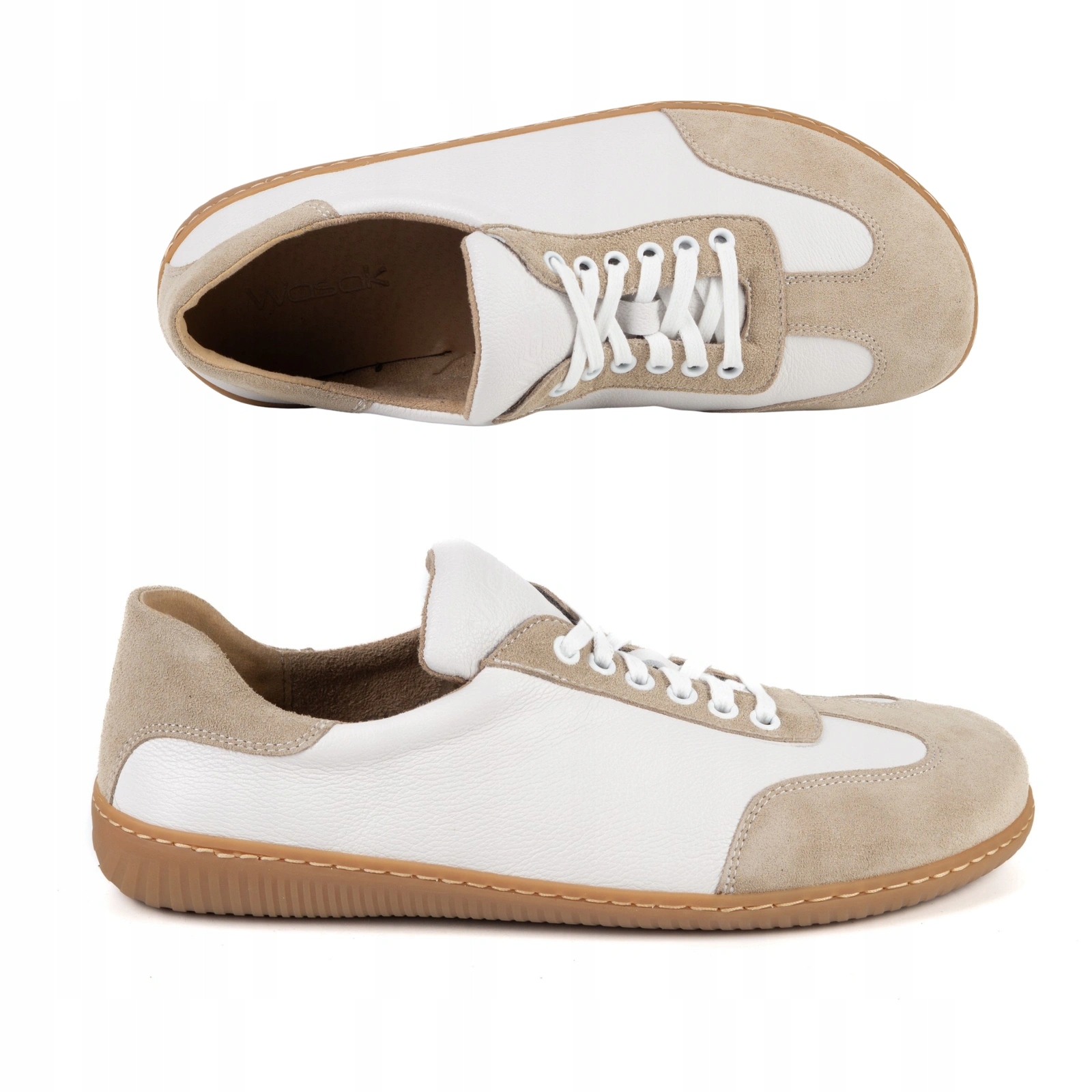 Pánské barefoot boty minimalistické kožené 0742W, bílý hrášek 40