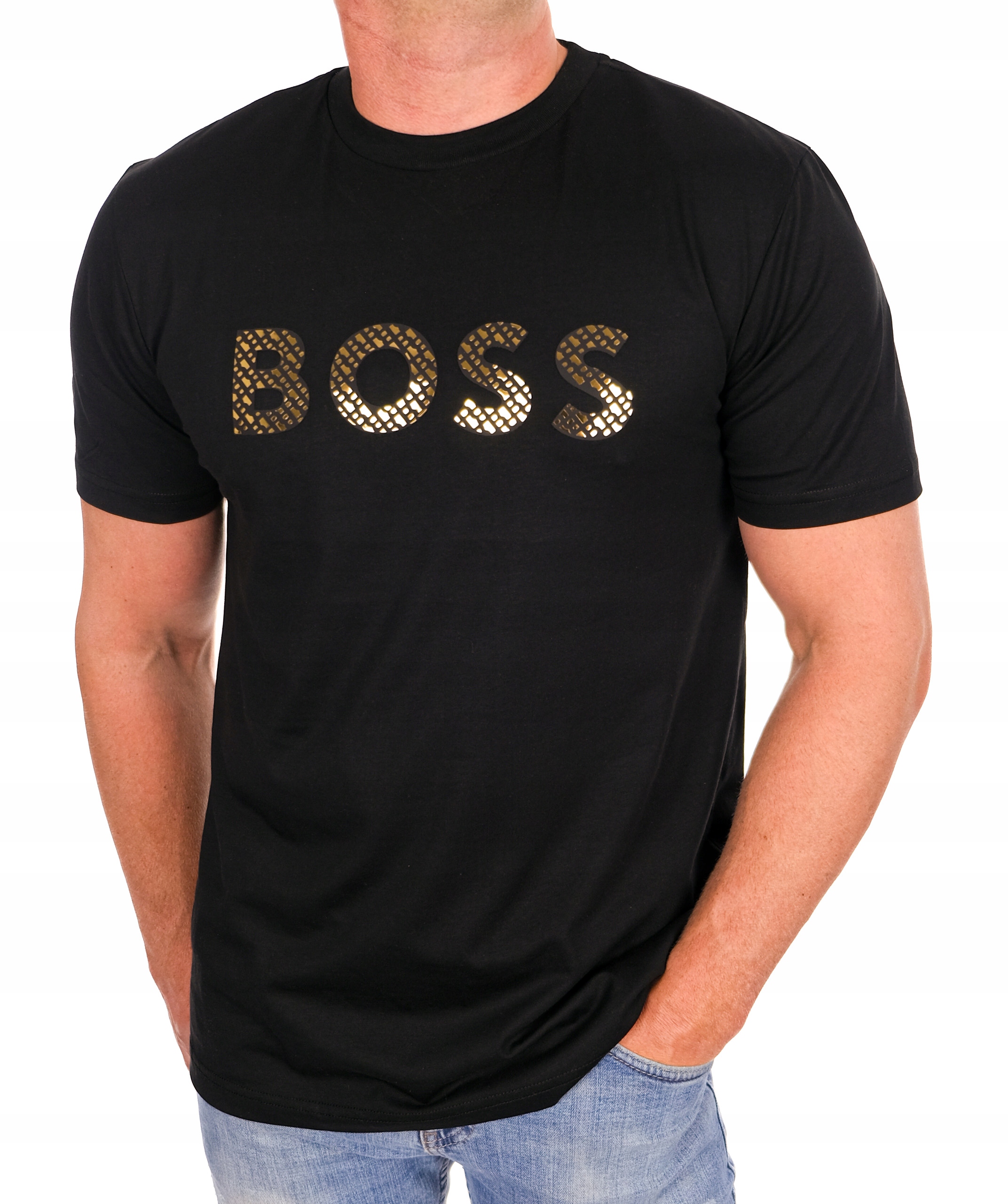 Koszulka Hugo Boss Tiburt Męska Efektowna T-shirt Czarna Roz. L
