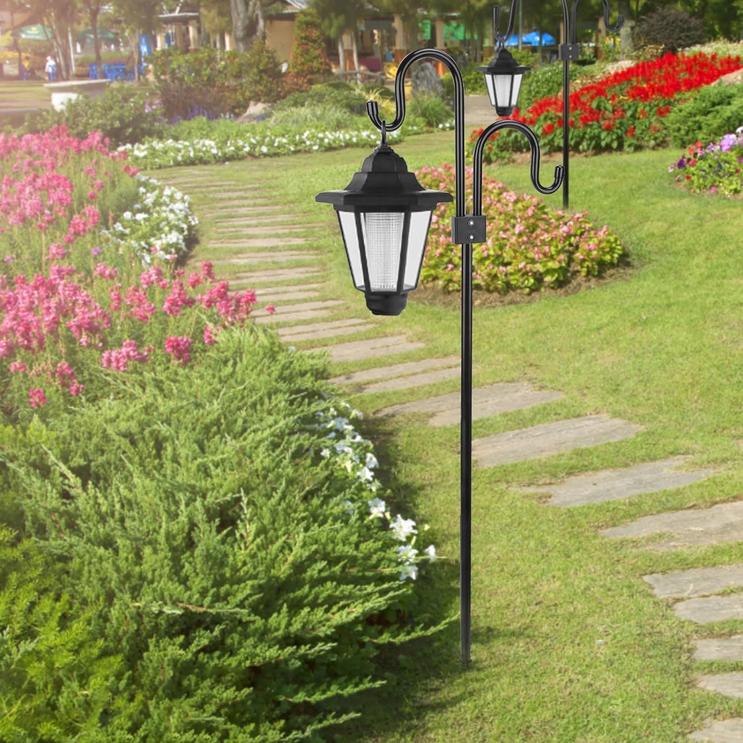 WIESZAK WBIJANY NA KWIATY KWIETNIK STOJAK PODWÓJNY METALOWY 234cm DO OGRODU Marka inna