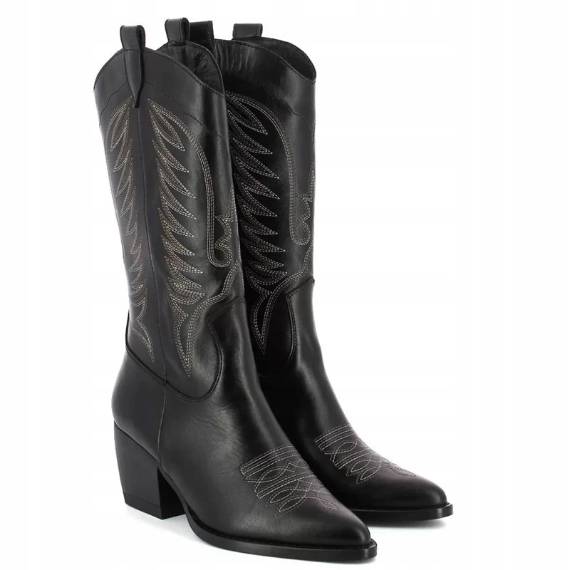 CARINII B9530 KOZAKI KOWBOJKI SKÓRA LICO CZARNE 40 Stan opakowania oryginalne