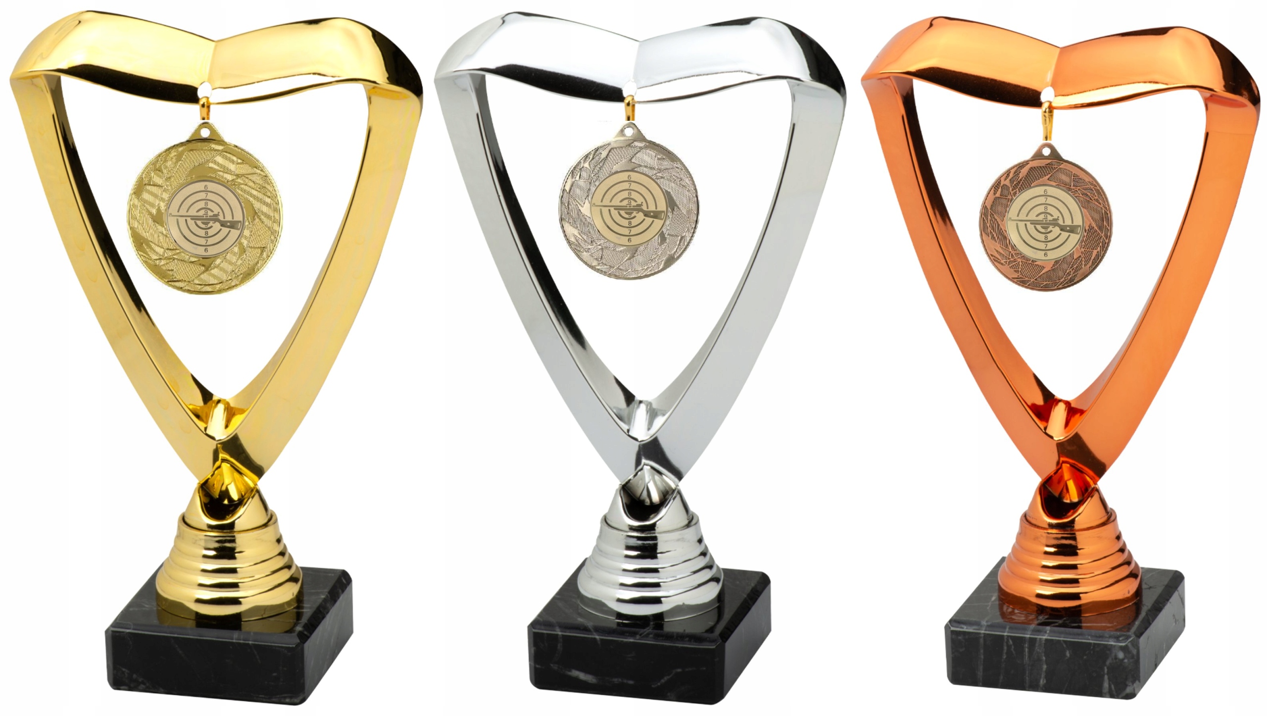 Sada střeleckých sošek věšák s medailí 18 cm zbraň dlouhá/krátký popis