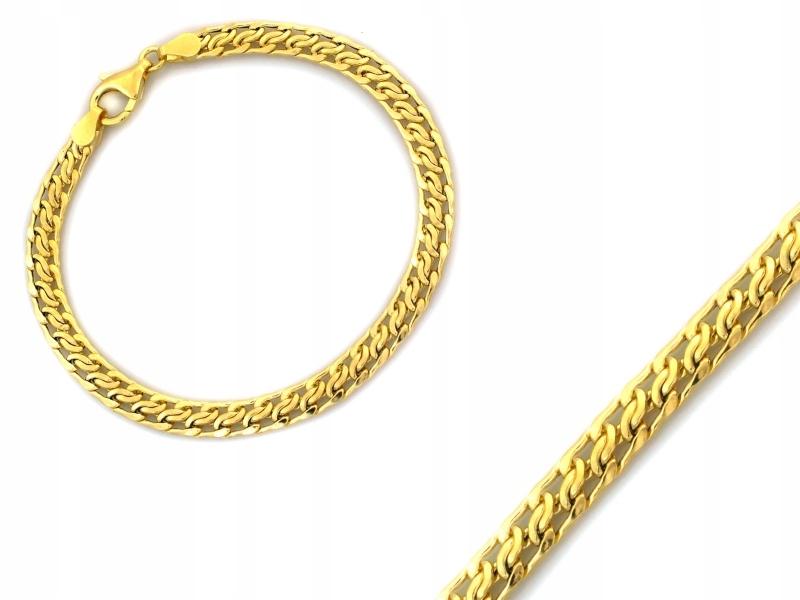 Náramek zlatý 585 řetízkový široký Páska r20 bez kamenů 3.76 g