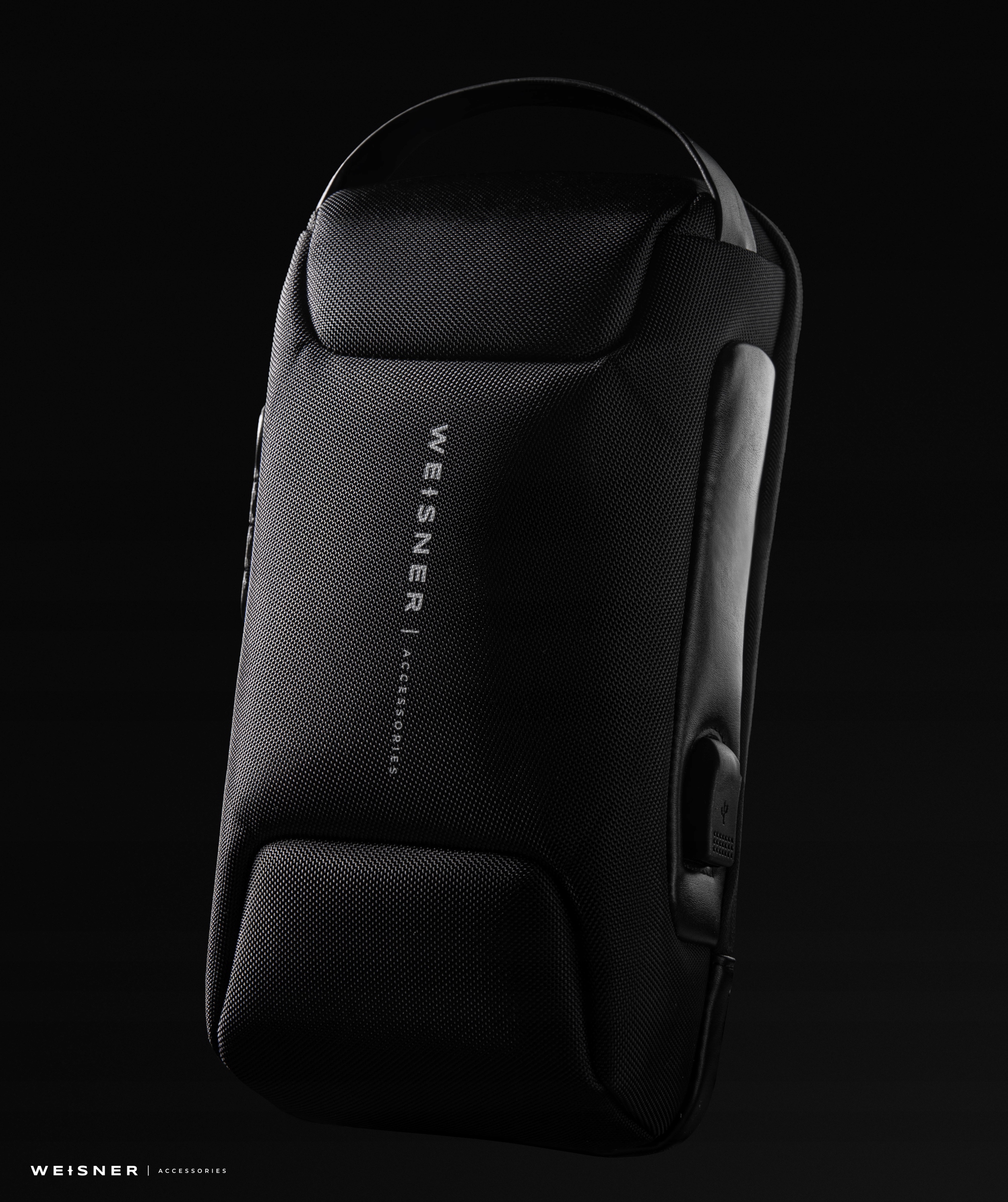 SASZETKA TORBA NA RAMIĘ MĘSKA NERKA PLECAK BOX USB Kolor czarny