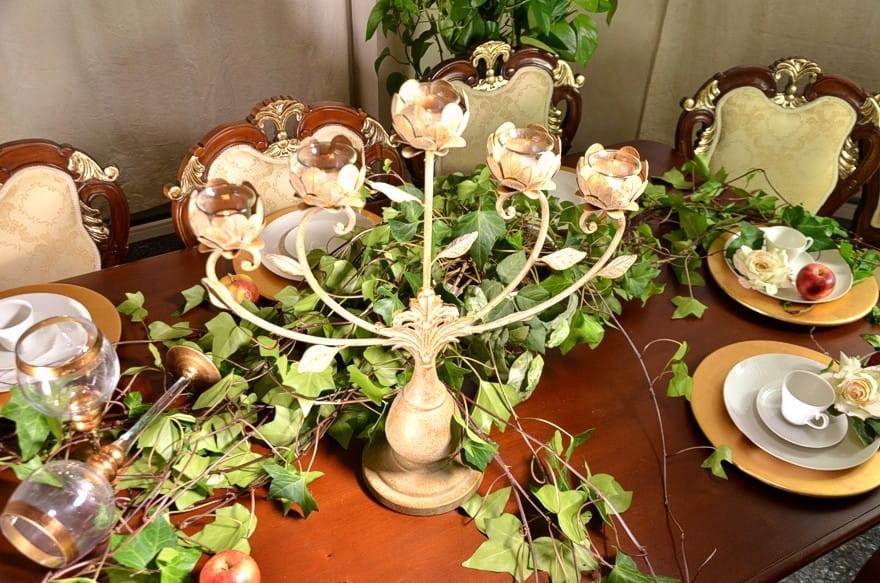 Świecznik Złoty 5 Ramienny Kandelabr Metalowy Marka inna