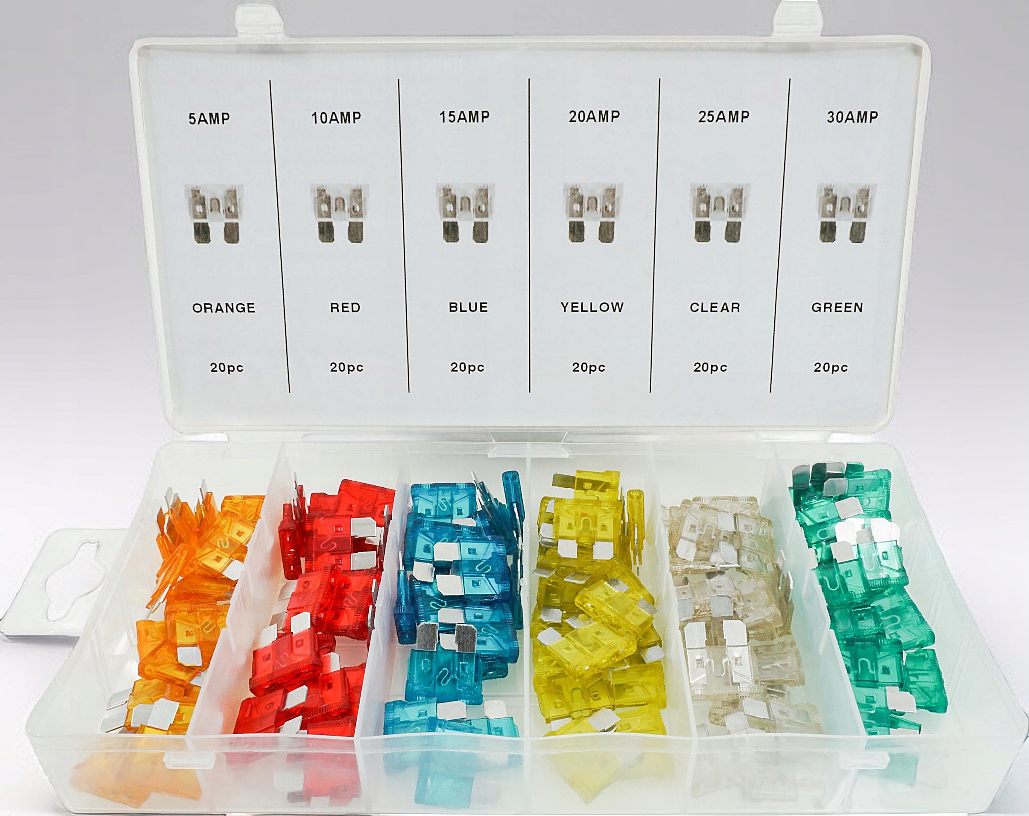 BEZPIECZNIKI SAMOCHODOWE PŁYTKOWE ZESTAW BEZPIECZNIKÓW SAMOCHODOWYCH 5-30A Kod producenta V06738