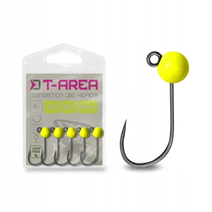 Główka Jigowa Wolframowa Delphin T-area Bl 4.6mm 0.9g/ #6/ 5 szt. fluo