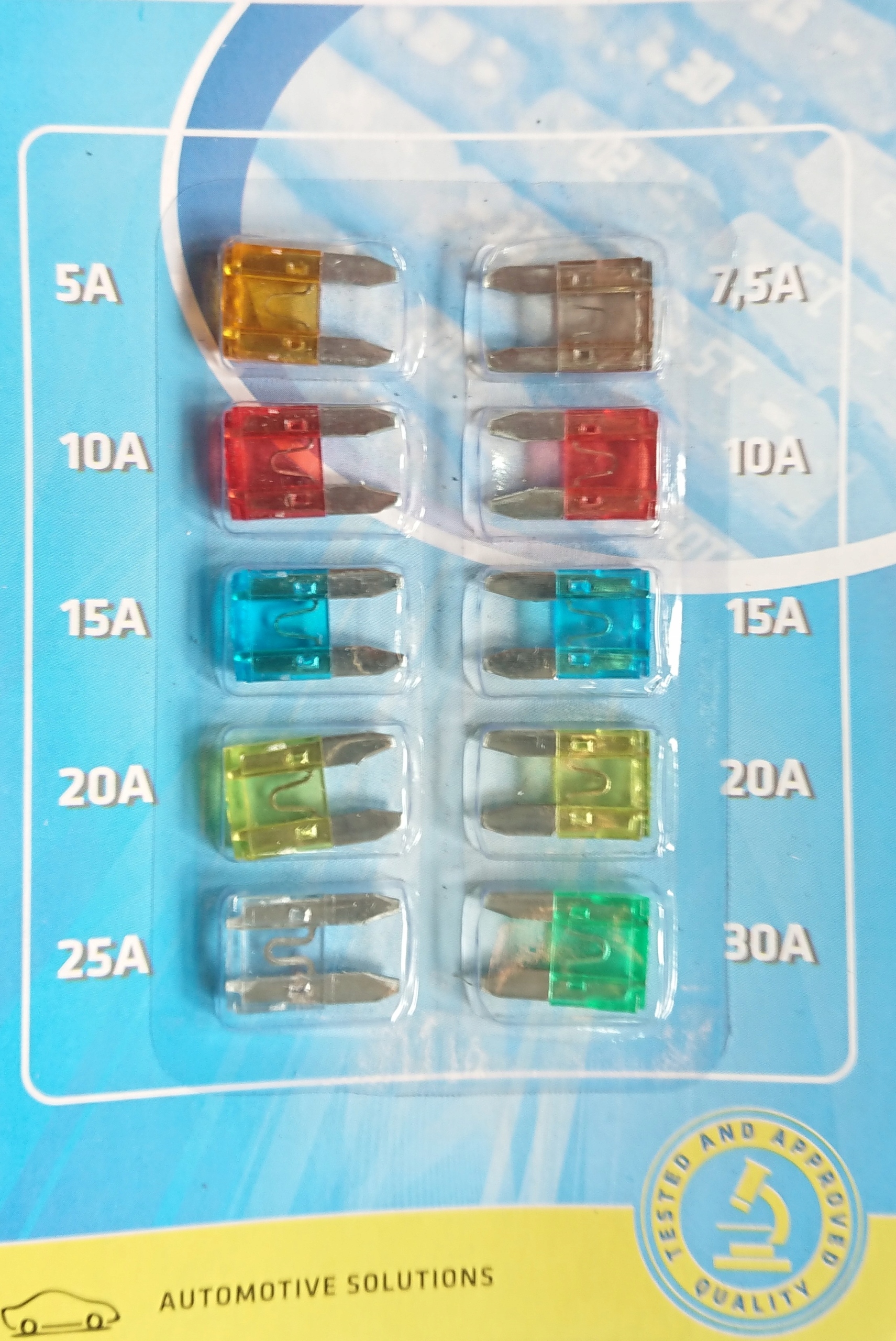 

Bezpieczniki Płytkowe Nożowe Mini 10 Szt. 5A-30A