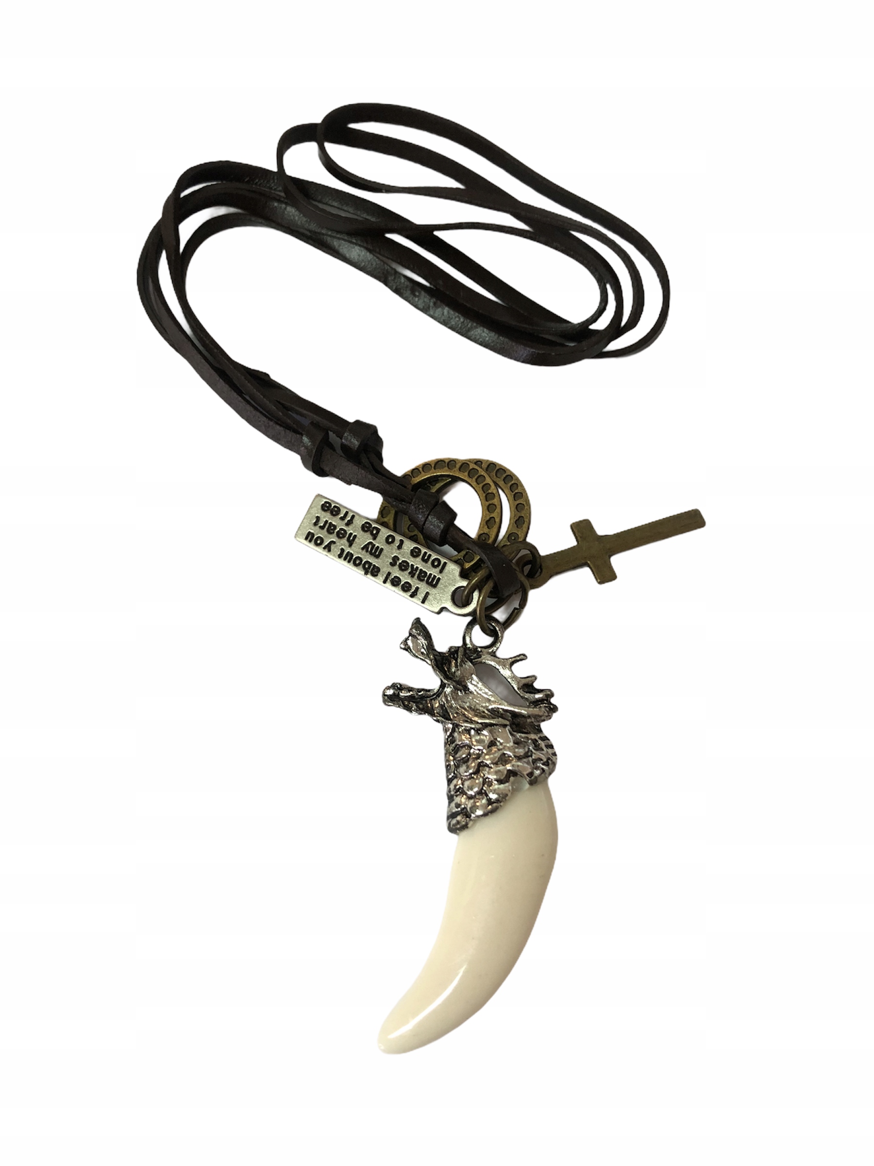 

Wisiorek Rzemień Wilczy Kieł Przywieszka Ozdoba