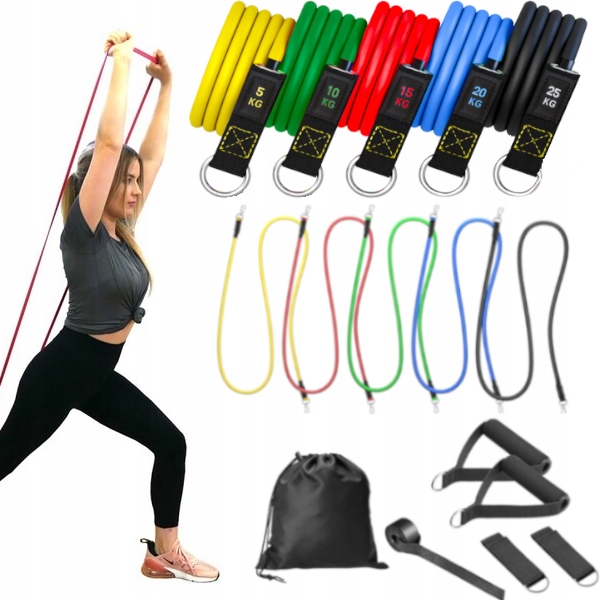 Zestaw 5 Gum Oporowych Do Ćwiczeń Oporowe Gumy Treningowe Fitness Uchwyty