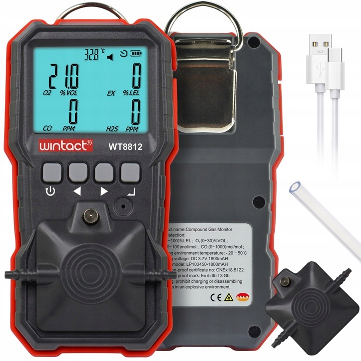 WIELOFUNKCYJNY MIERNIK STĘŻENIA GAZÓW O2 CO H2S LEL ŁATWOPALNYCH ALARM