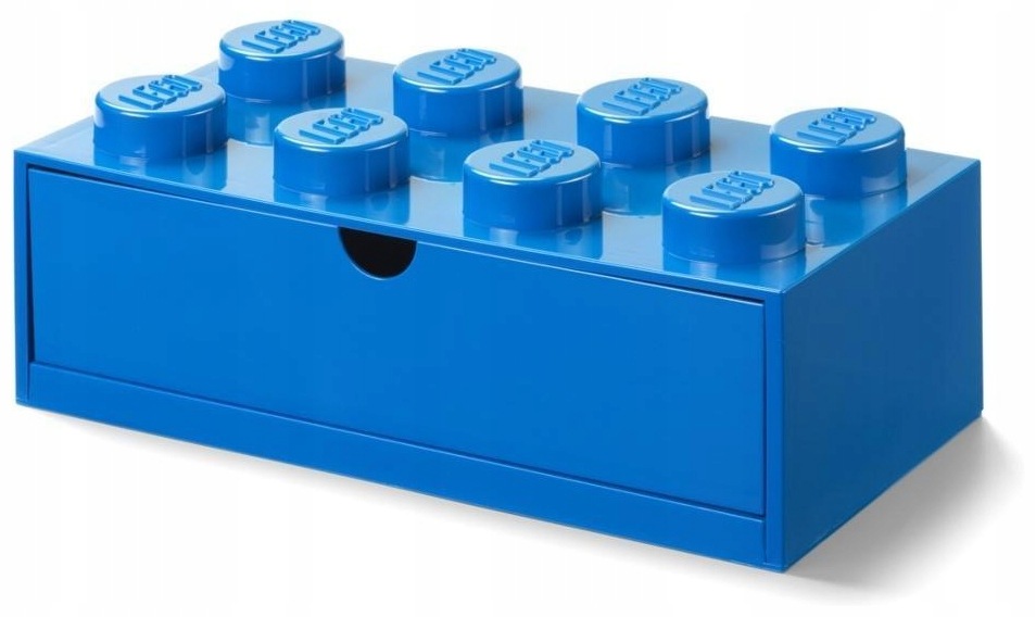 Lego pojemnik klocek z szufladą ósemka niebieski