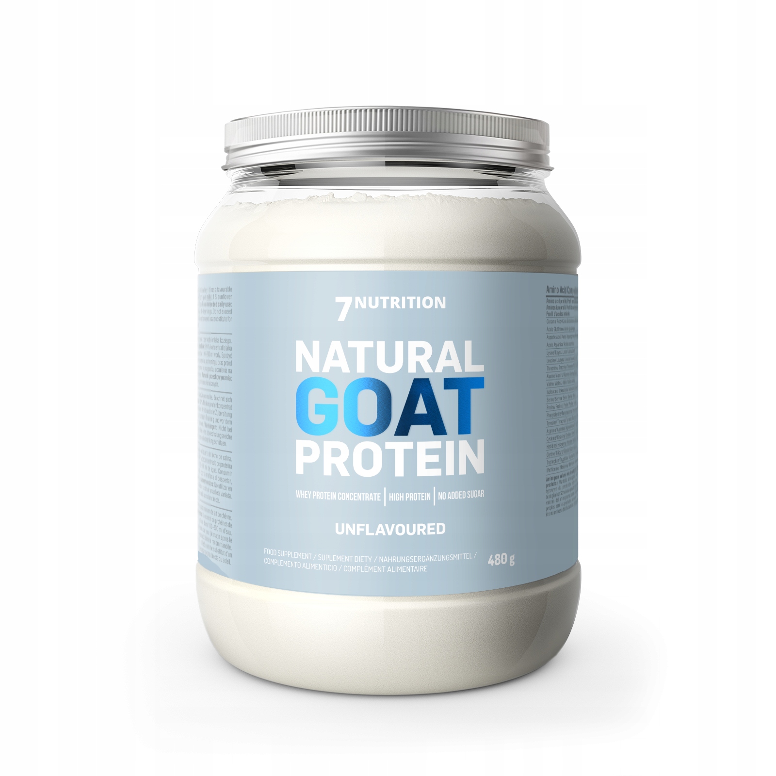 7Nutrition Natural Goat Protein 480g kozí protein, aminokyselinový profil, syrovátkový protein