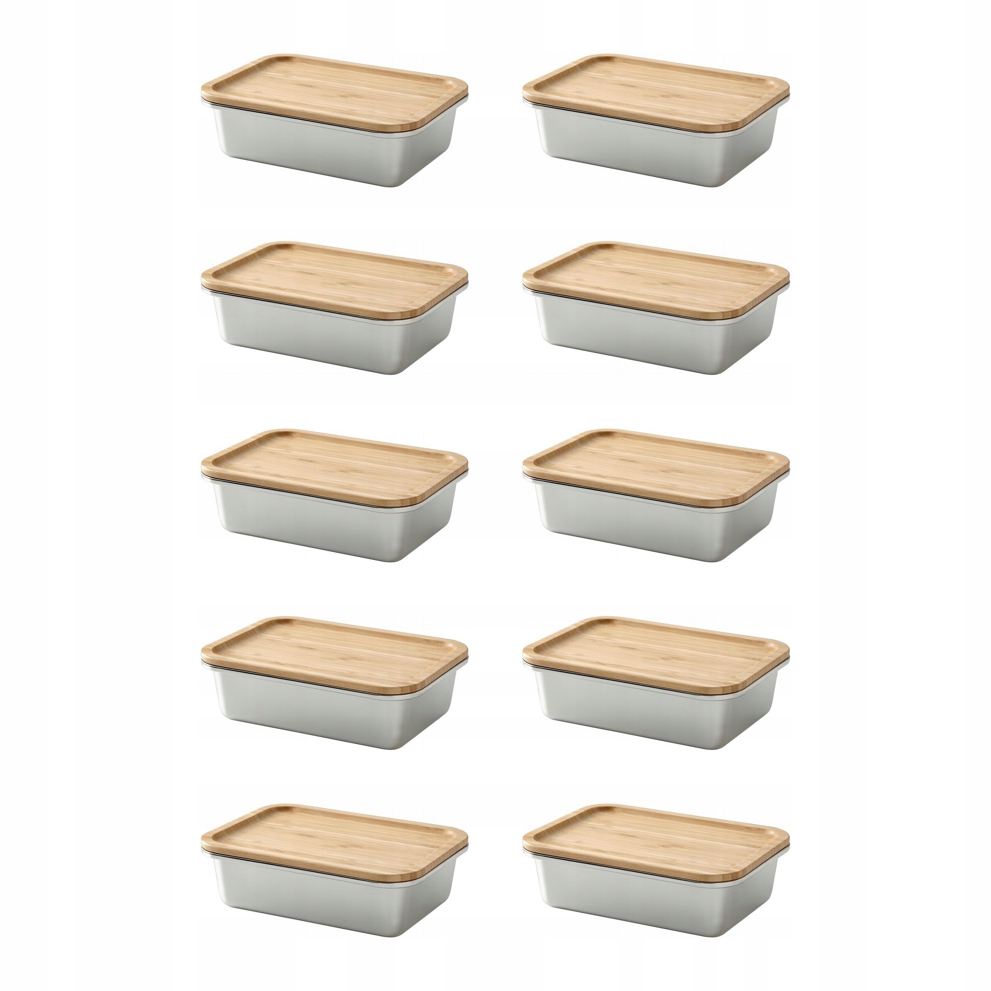 10 szt. Ikea 365+ Pojemnik na żywność z pokrywką prostokąt stal